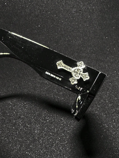 Rhinestone Cross Flat Top Retro Sport Fashion Glasses