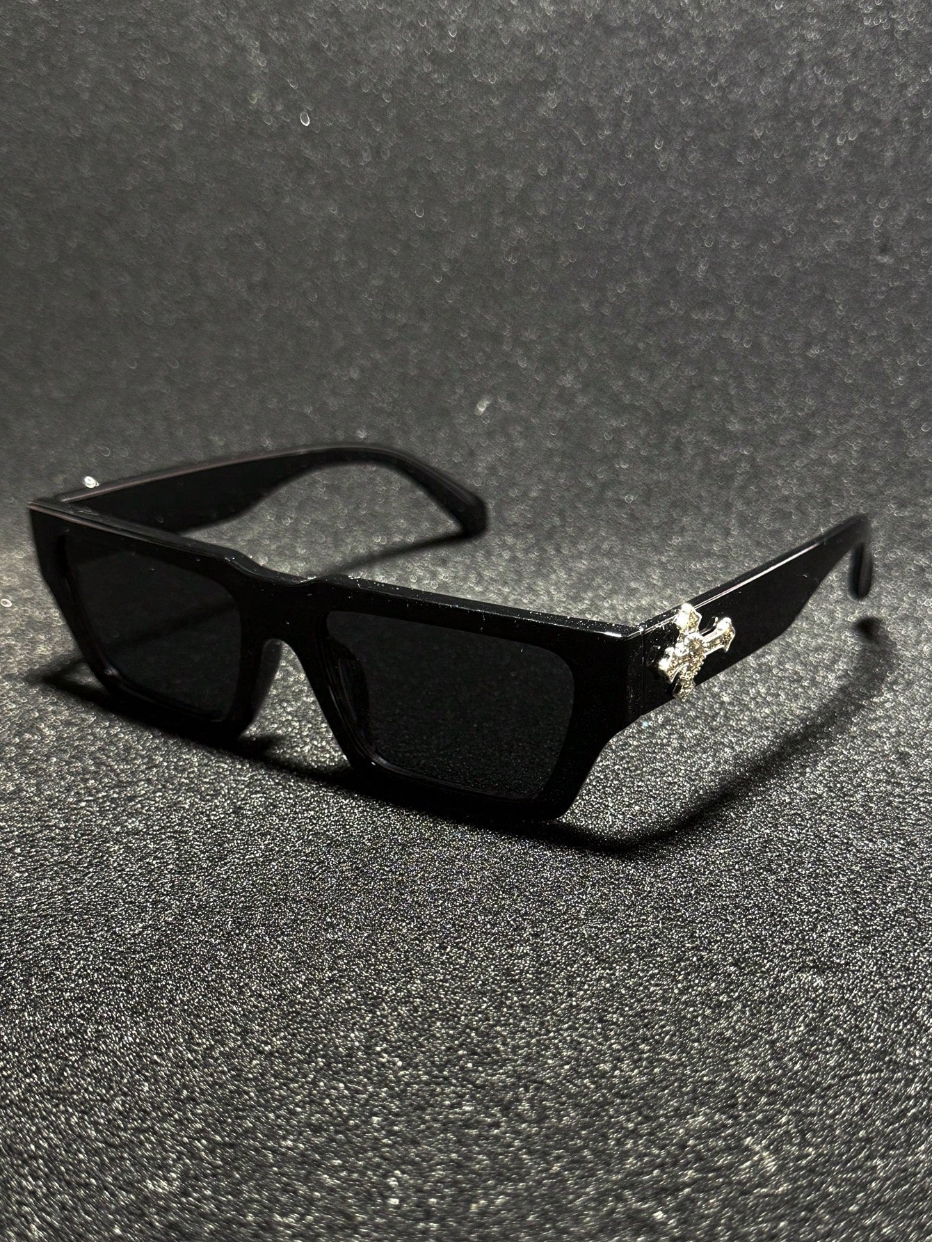 Rhinestone Cross Flat Top Retro Sport Fashion Glasses
