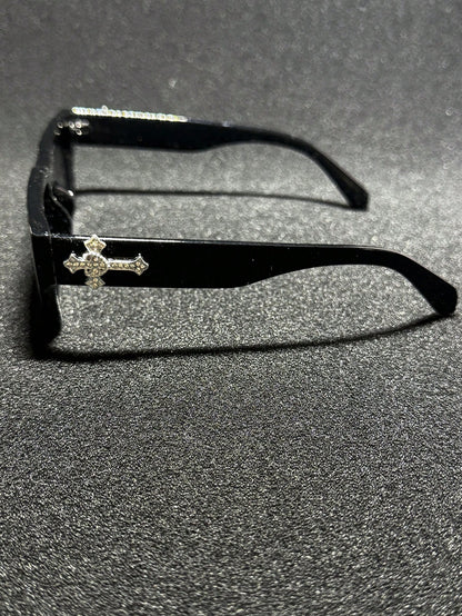 Rhinestone Cross Flat Top Retro Sport Fashion Glasses