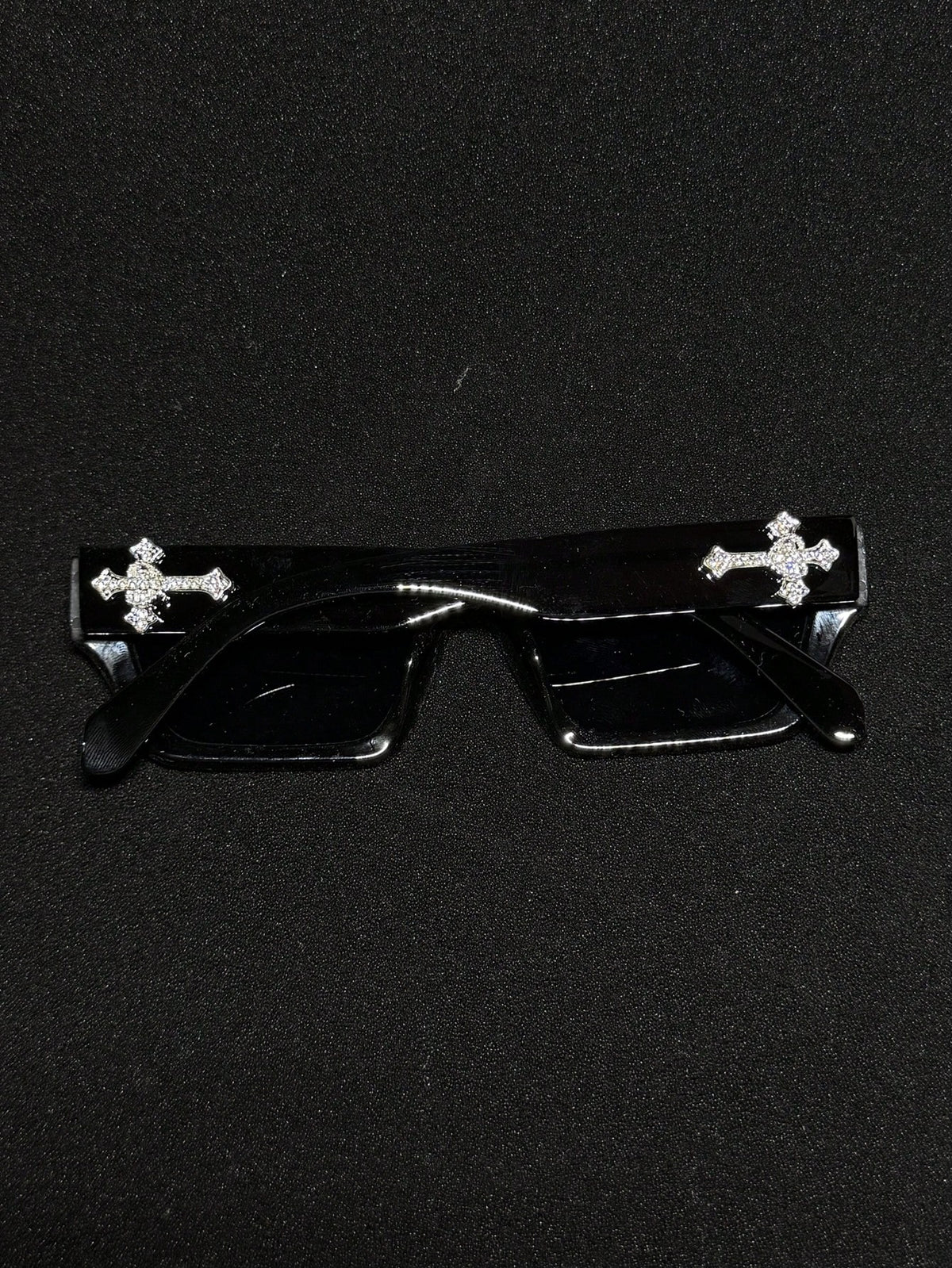 Rhinestone Cross Flat Top Retro Sport Fashion Glasses