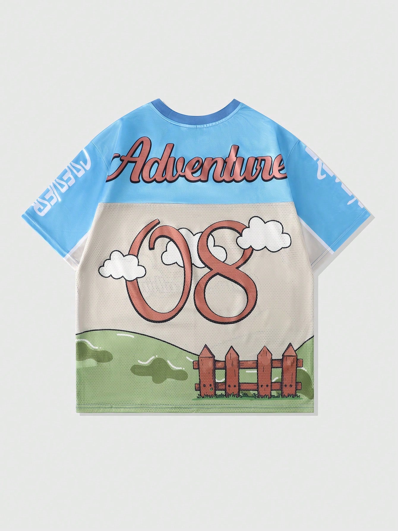 Prep Men’s Cartoon Jersey Mesh Splice V-Neck