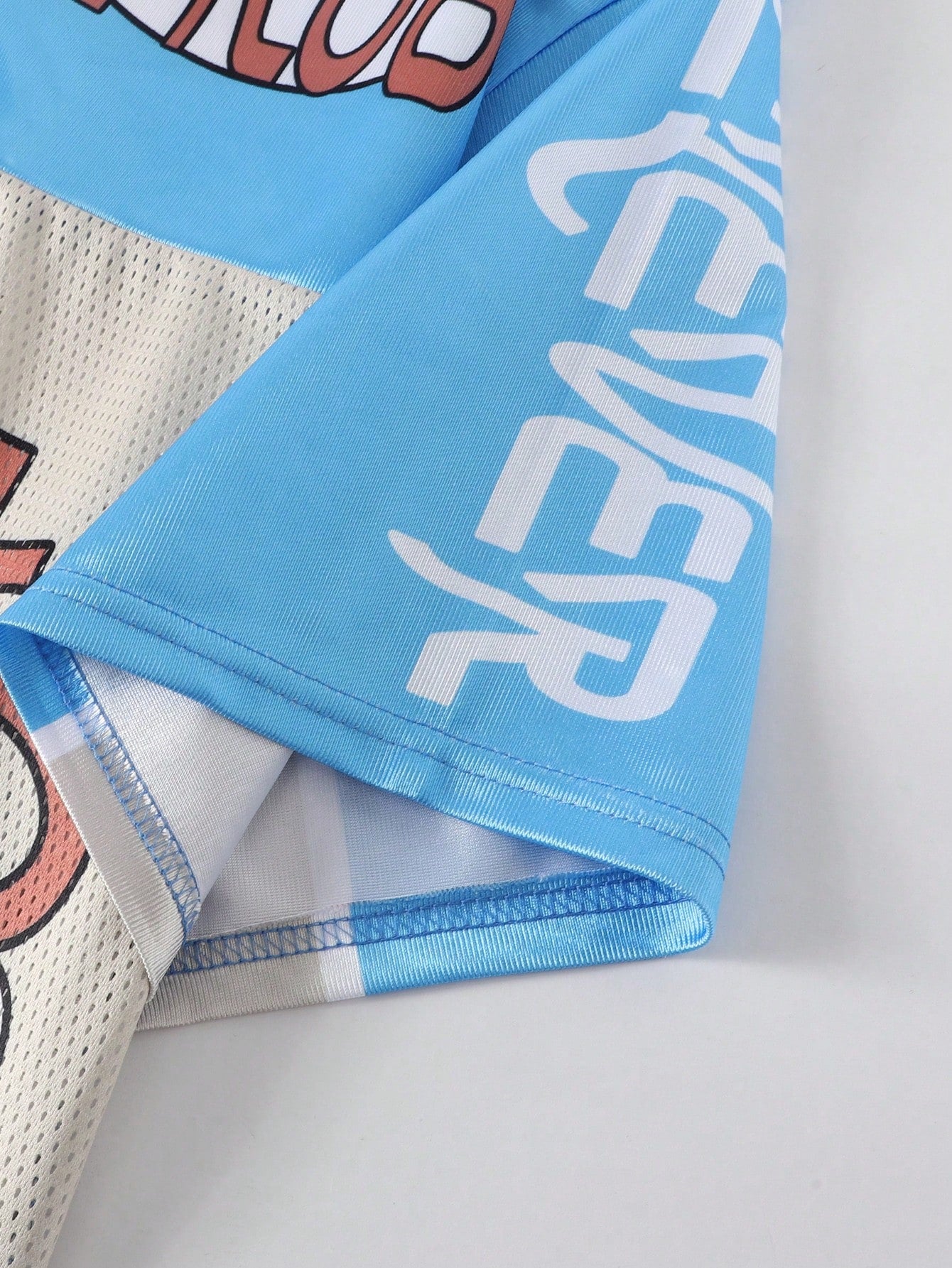 Prep Men’s Cartoon Jersey Mesh Splice V-Neck