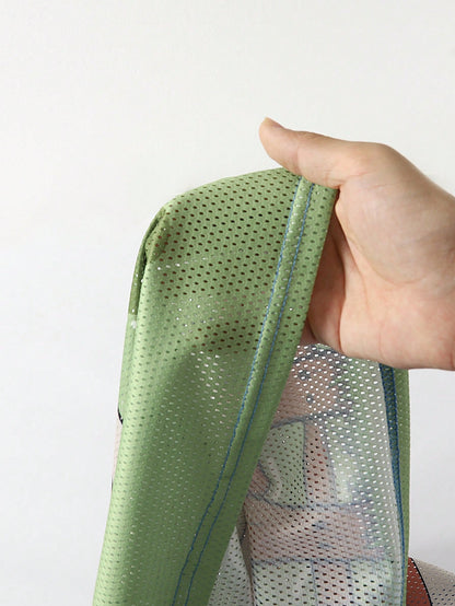 Prep Men’s Cartoon Jersey Mesh Splice V-Neck