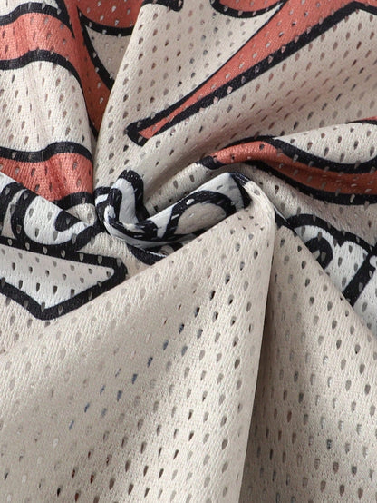 Prep Men’s Cartoon Jersey Mesh Splice V-Neck