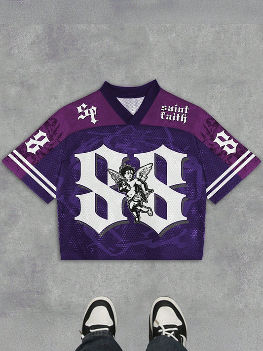 Purple Gothic Punk V-Neck Jersey
