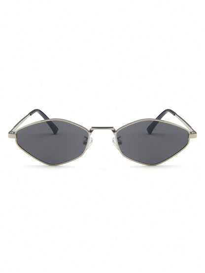 Silver Geometric Metal Frame Vintage Fashion Glasses