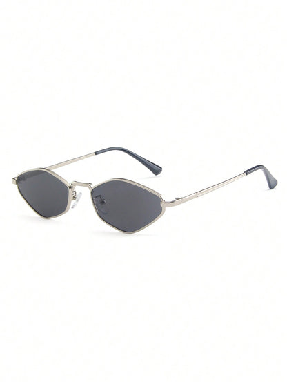 Silver Geometric Metal Frame Vintage Fashion Glasses