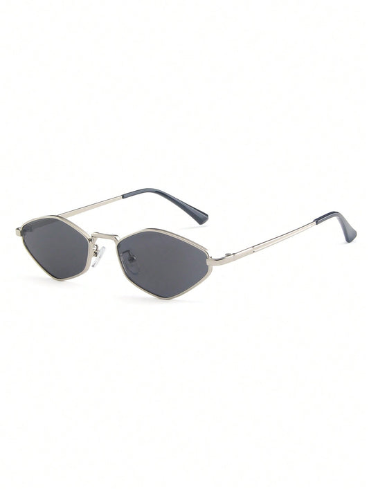 Silver Geometric Metal Frame Vintage Fashion Glasses