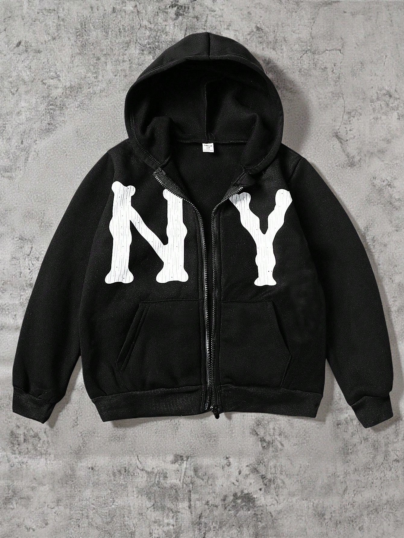Tween Boys Casual Letter Pattern Zip Up Hoodie