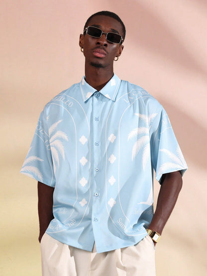 La Casa Palm Print Button Down Resort Shirt