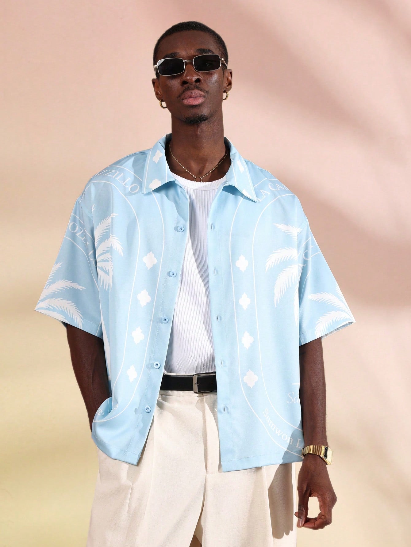Luxury Resort Palm Tree Short Sleeve Shirt