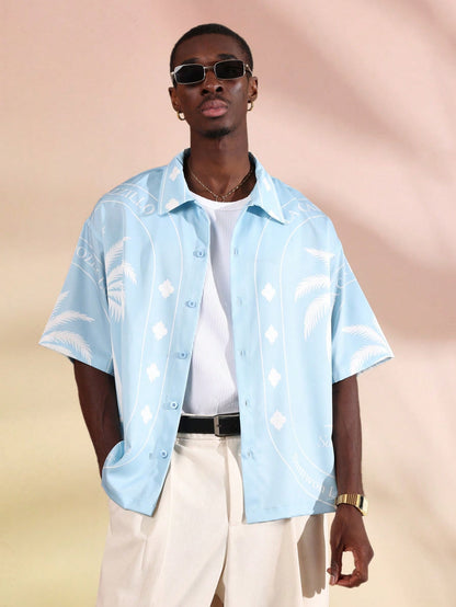 La Casa Palm Print Button Down Resort Shirt