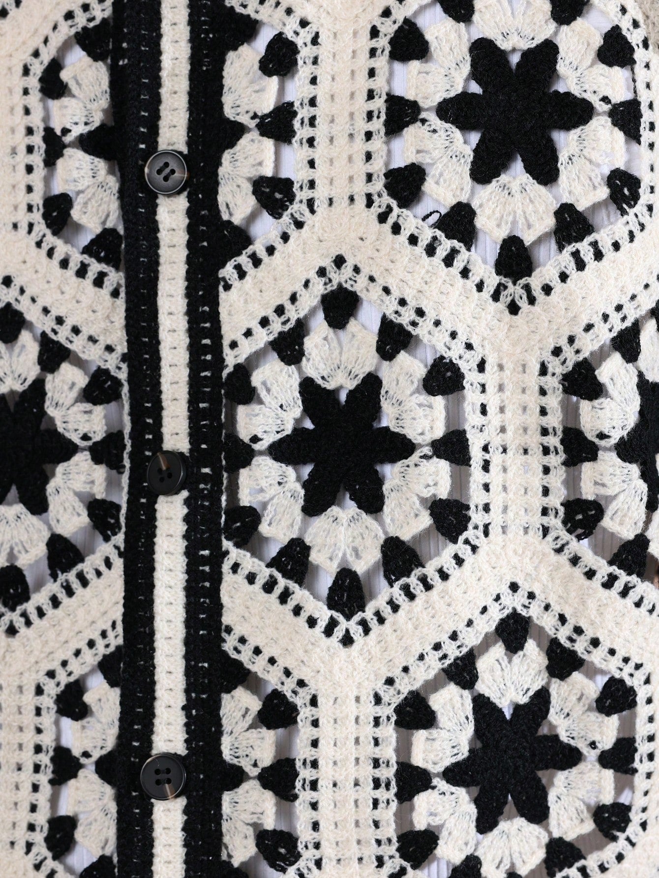 Luxury Short Sleeve Crochet Zip Front Knit Jacket