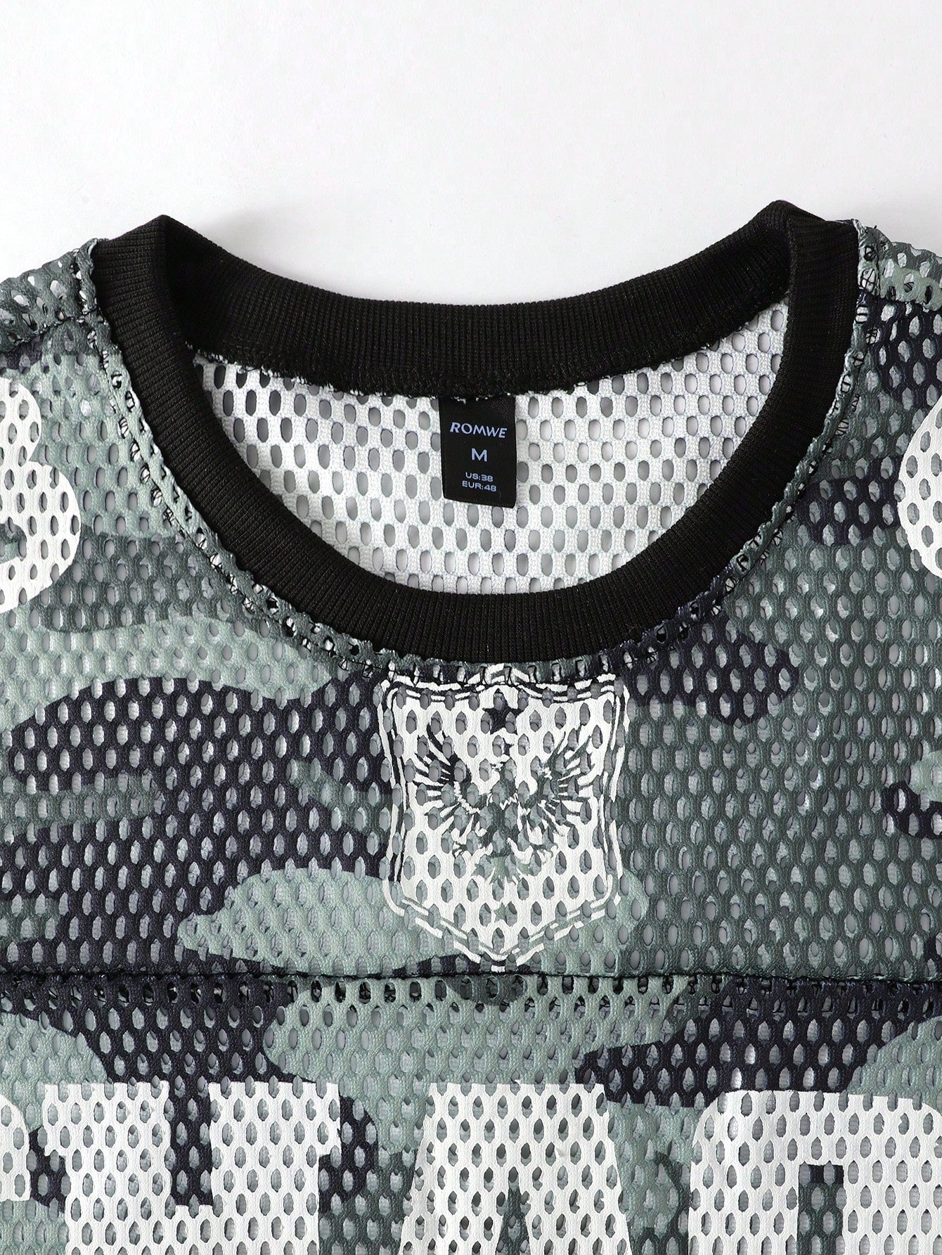 Army Green Camo Mesh Round Neck Short Sleeve Jersey