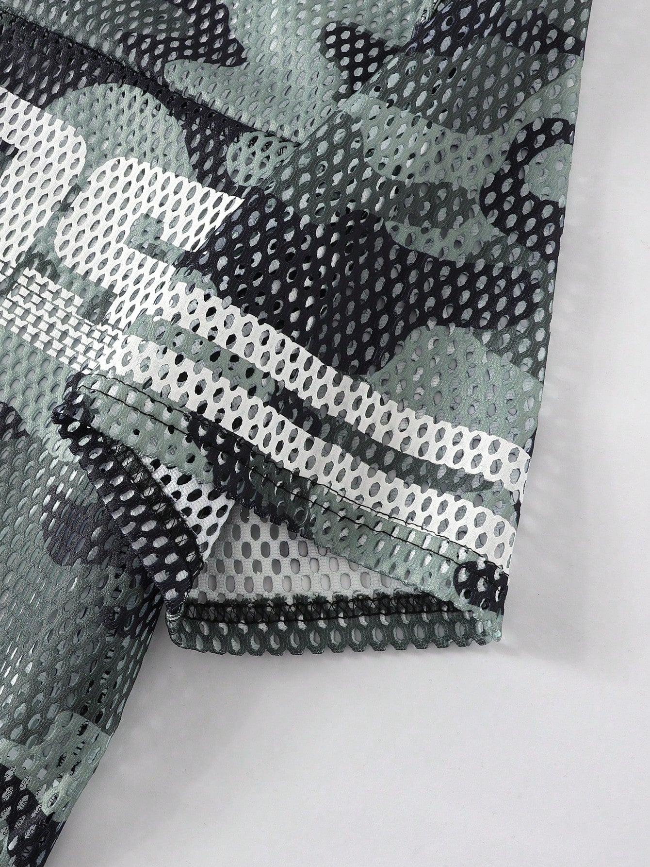 Army Green Camo Mesh Round Neck Short Sleeve Jersey