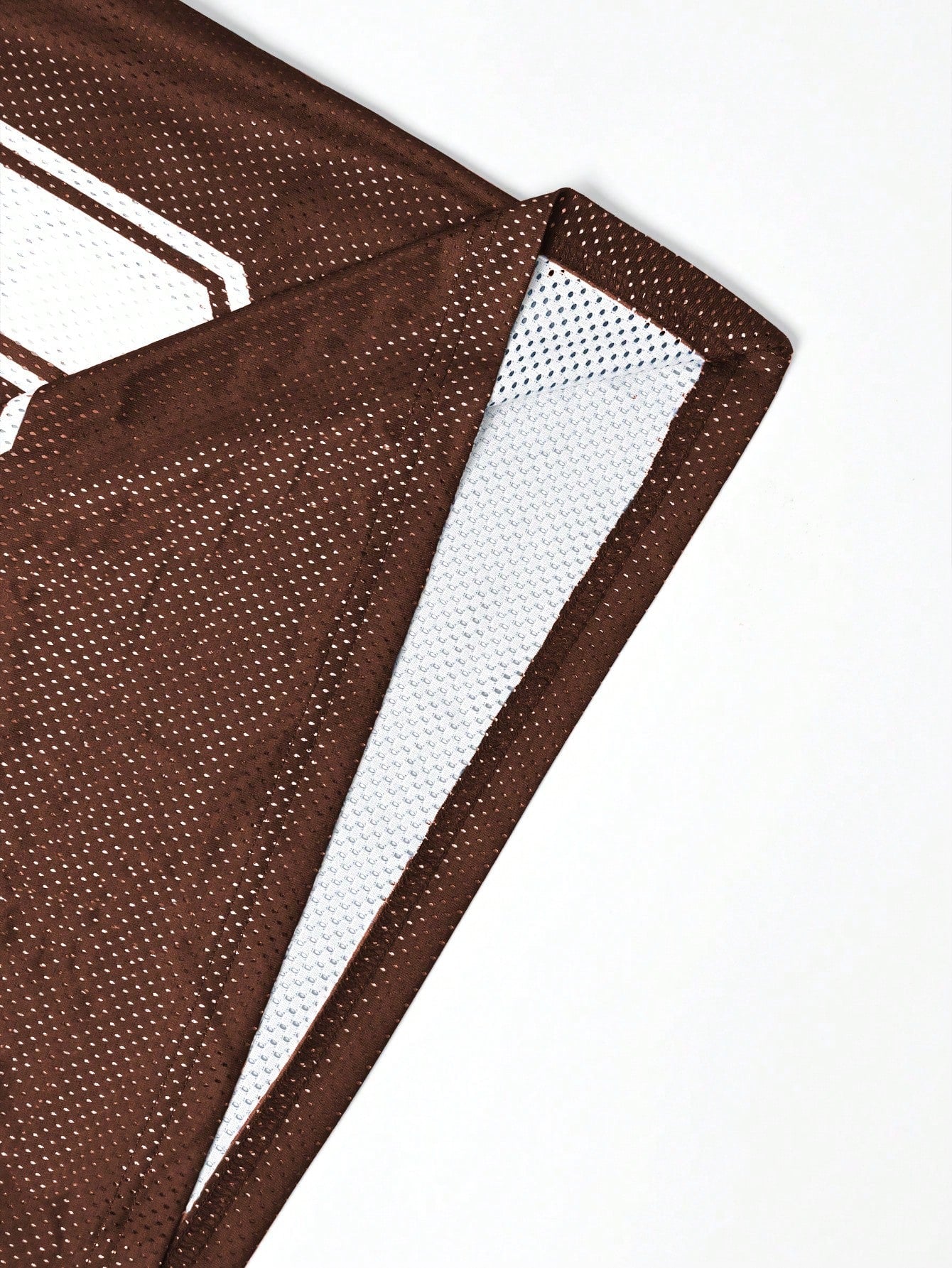 Brown Striped & Numeric Print Round Neck Jersey