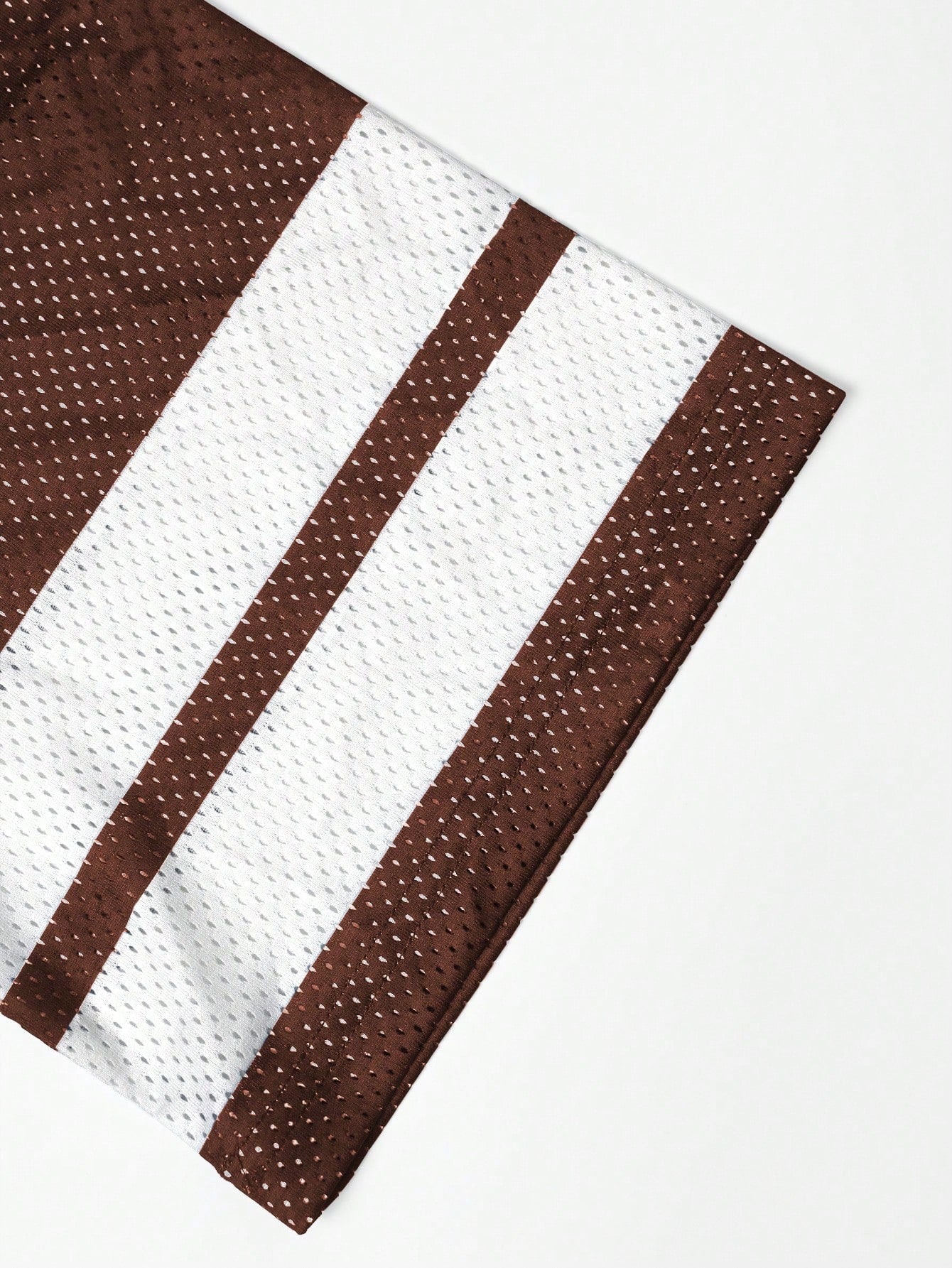 Brown Striped & Numeric Print Round Neck Jersey