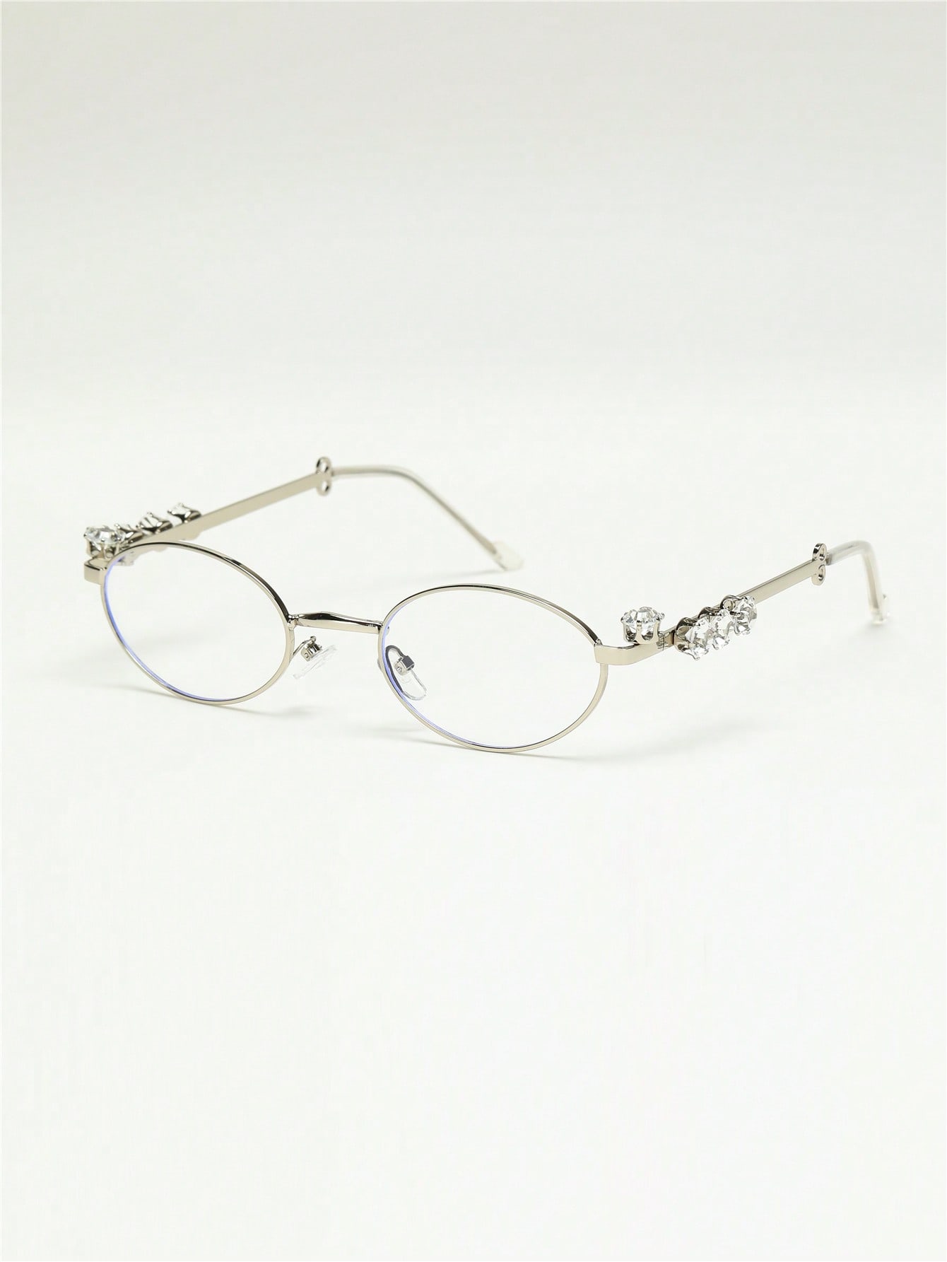 Women’s Metallic Oval Rhinestone Y2K Fashion Glasses