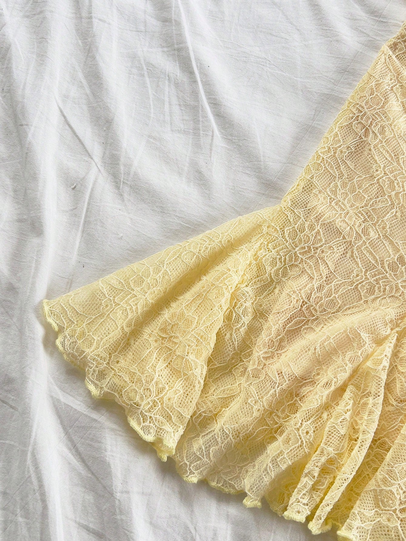 Women's Boho Yellow Lace Spaghetti Strap Mini Dress