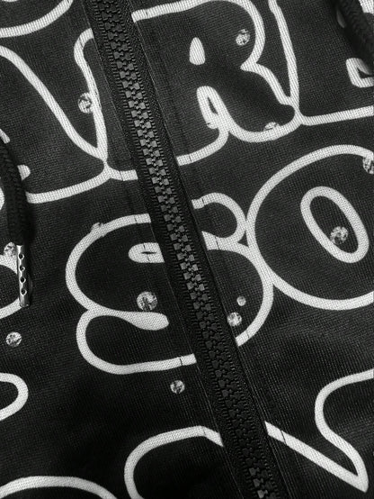 Men's Y2K Flame Star Print Zip-Up Graphic Hoodie