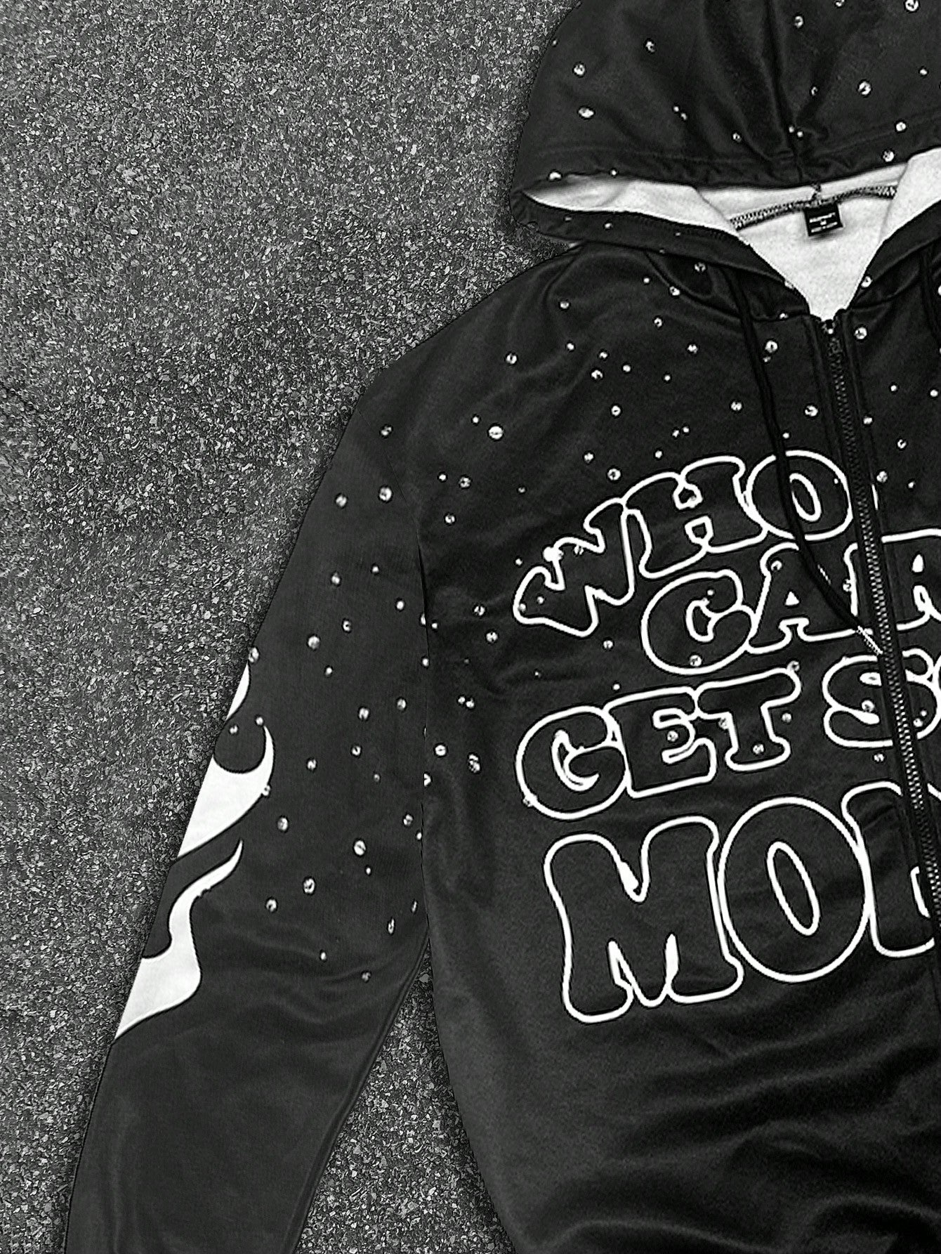 Men's Y2K Flame Star Print Zip-Up Graphic Hoodie
