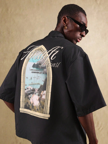 Amalfi Coast Window Print Boxy Summer Shirt