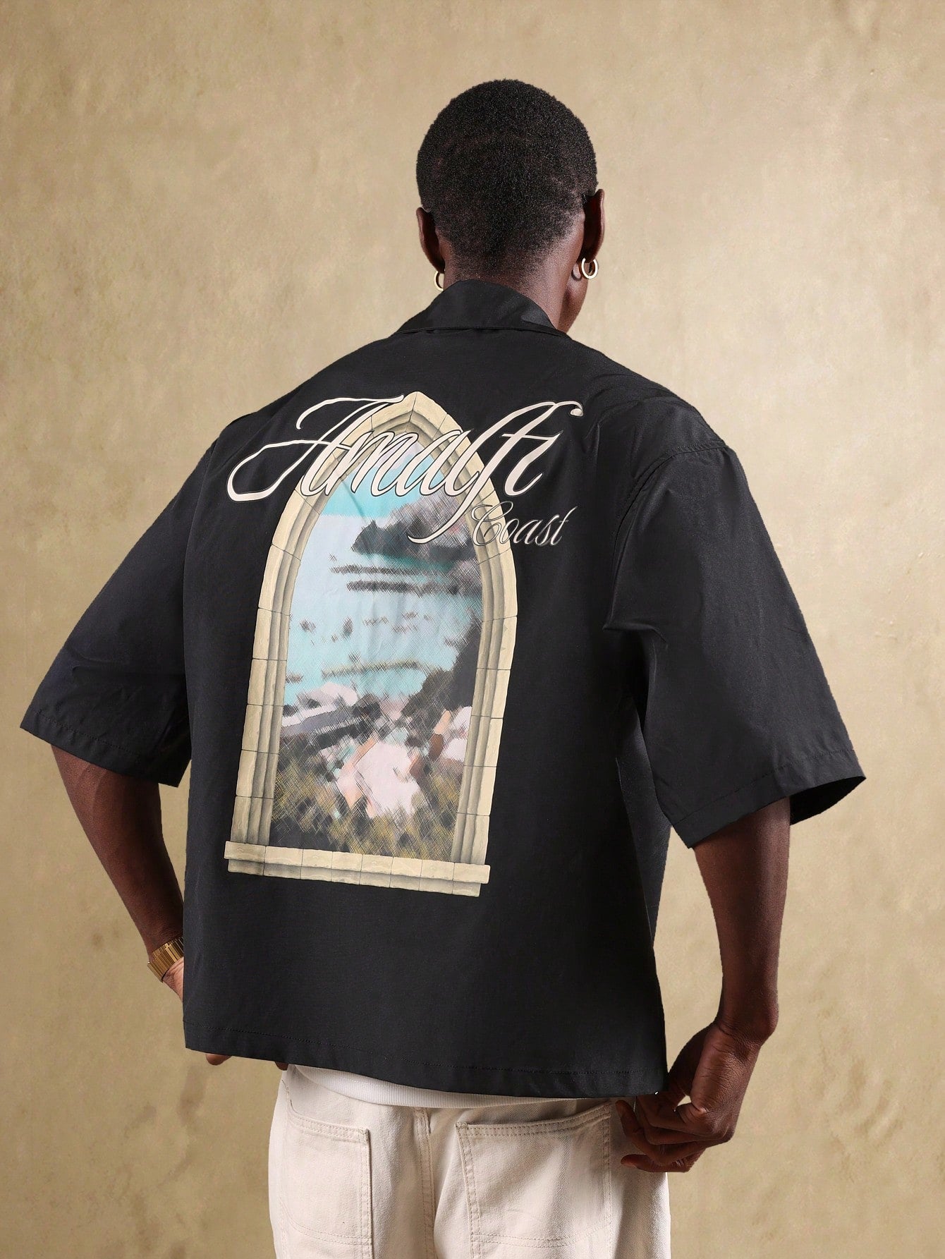 Amalfi Coast Window Print Boxy Summer Shirt