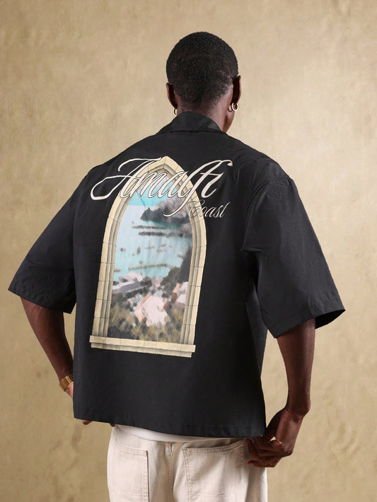 Amalfi Coast Window Print Boxy Summer Shirt