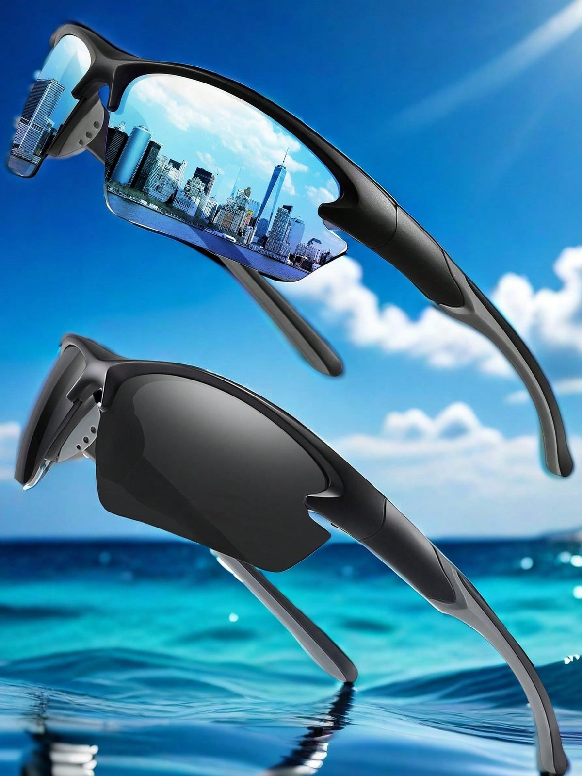 2Pk Polarized Half-Rim Y-Temple Sport Fashion Glasses