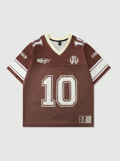 Unisex Brown Sports Jersey Loose Fit Short Sleeve Jersey