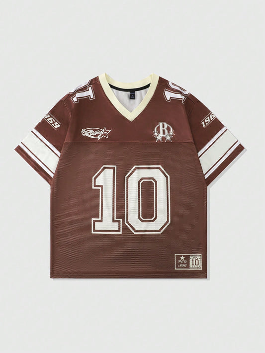 Unisex Brown Sports Jersey Loose Fit Short Sleeve Jersey