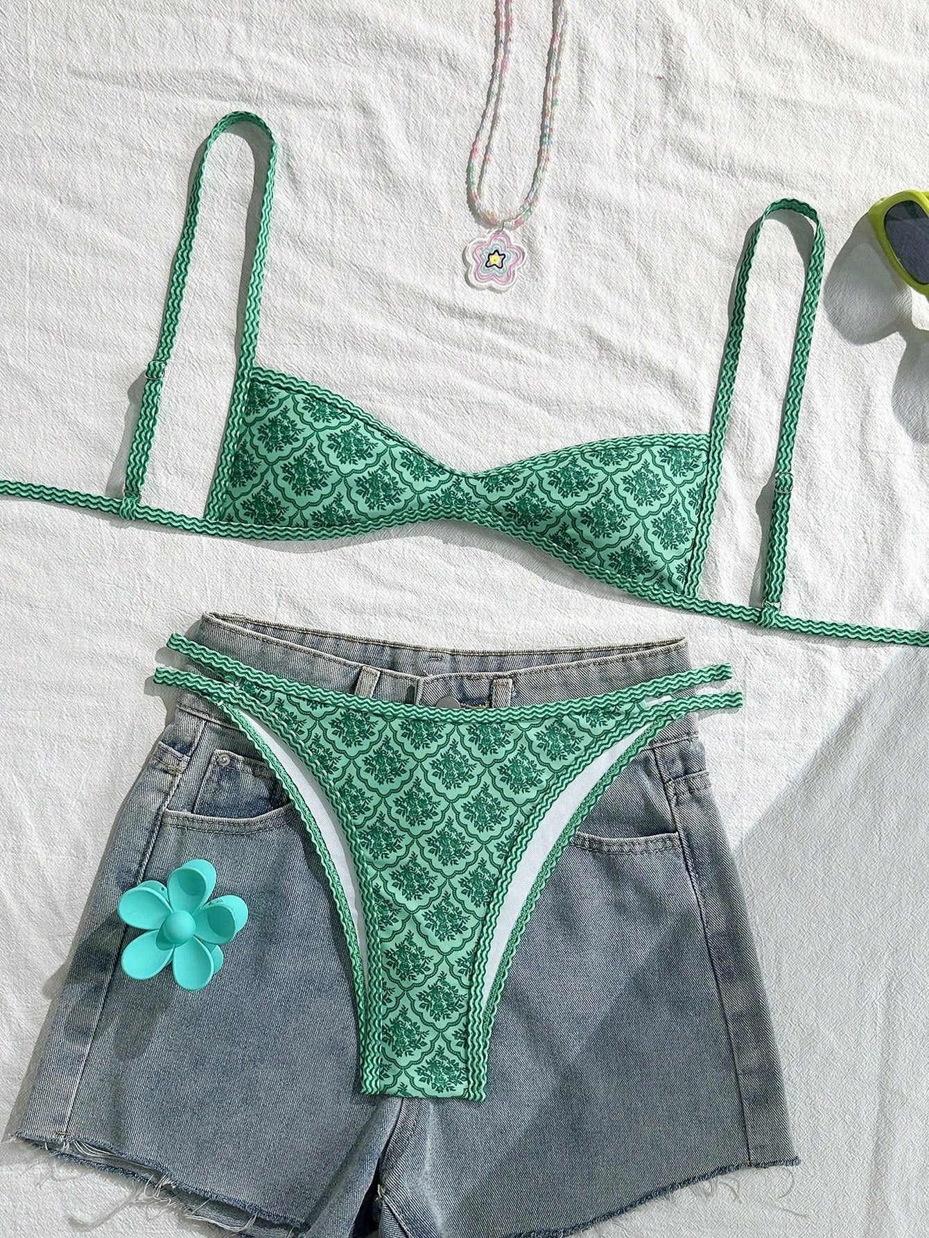 Floral Spaghetti Strap Two-Piece Sexy Bikini Set