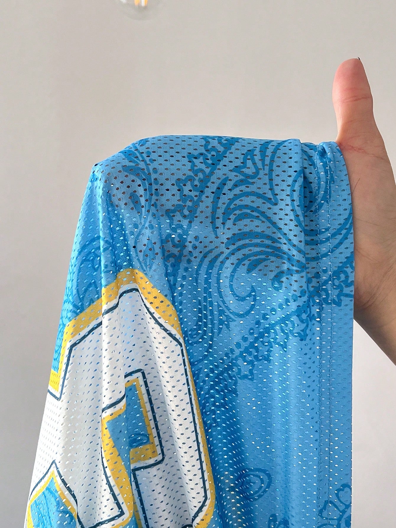 Oversized Blue and White Striped V-Neck Jersey