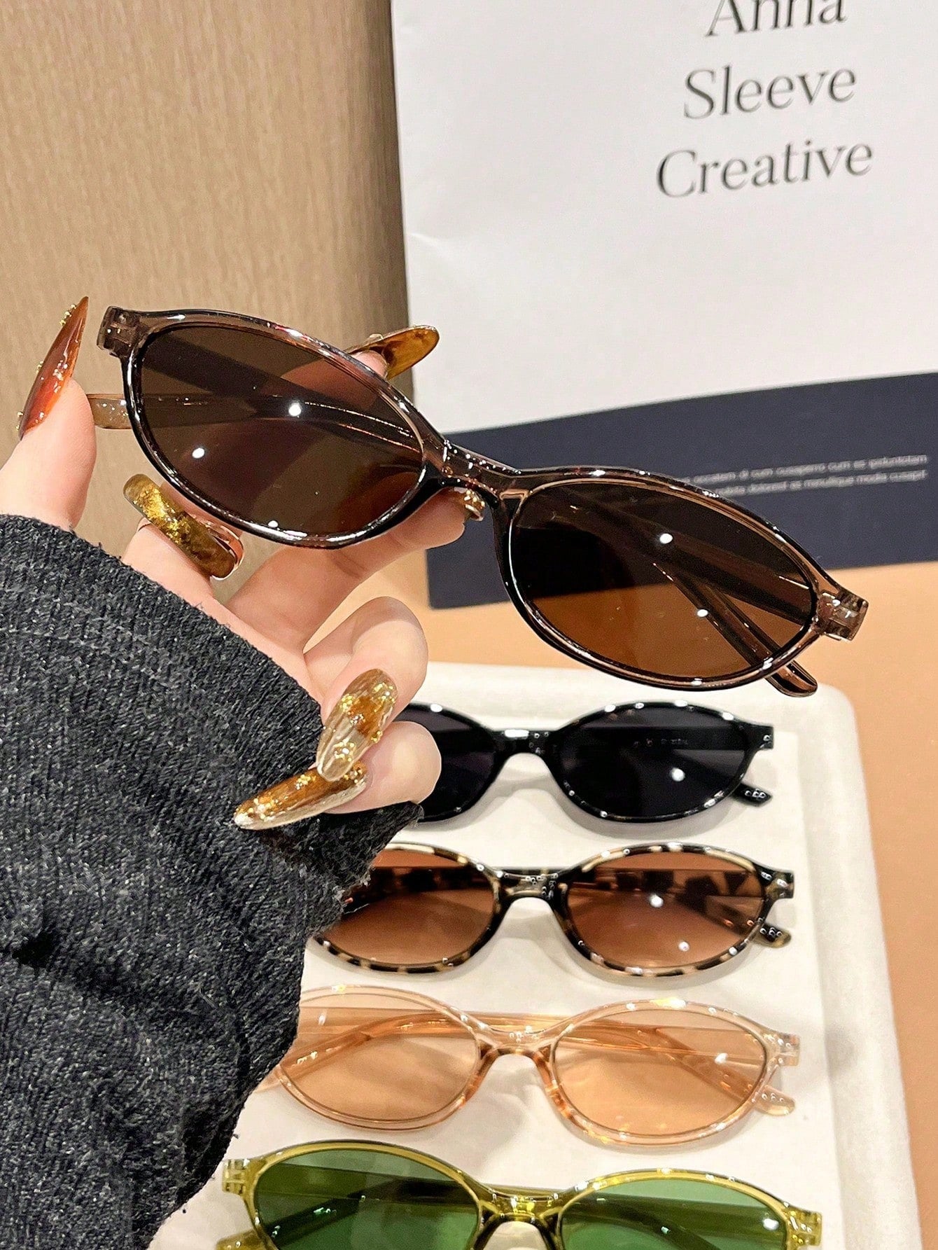 5pcs Women’s Geometric Full Frame Colorful Glasses