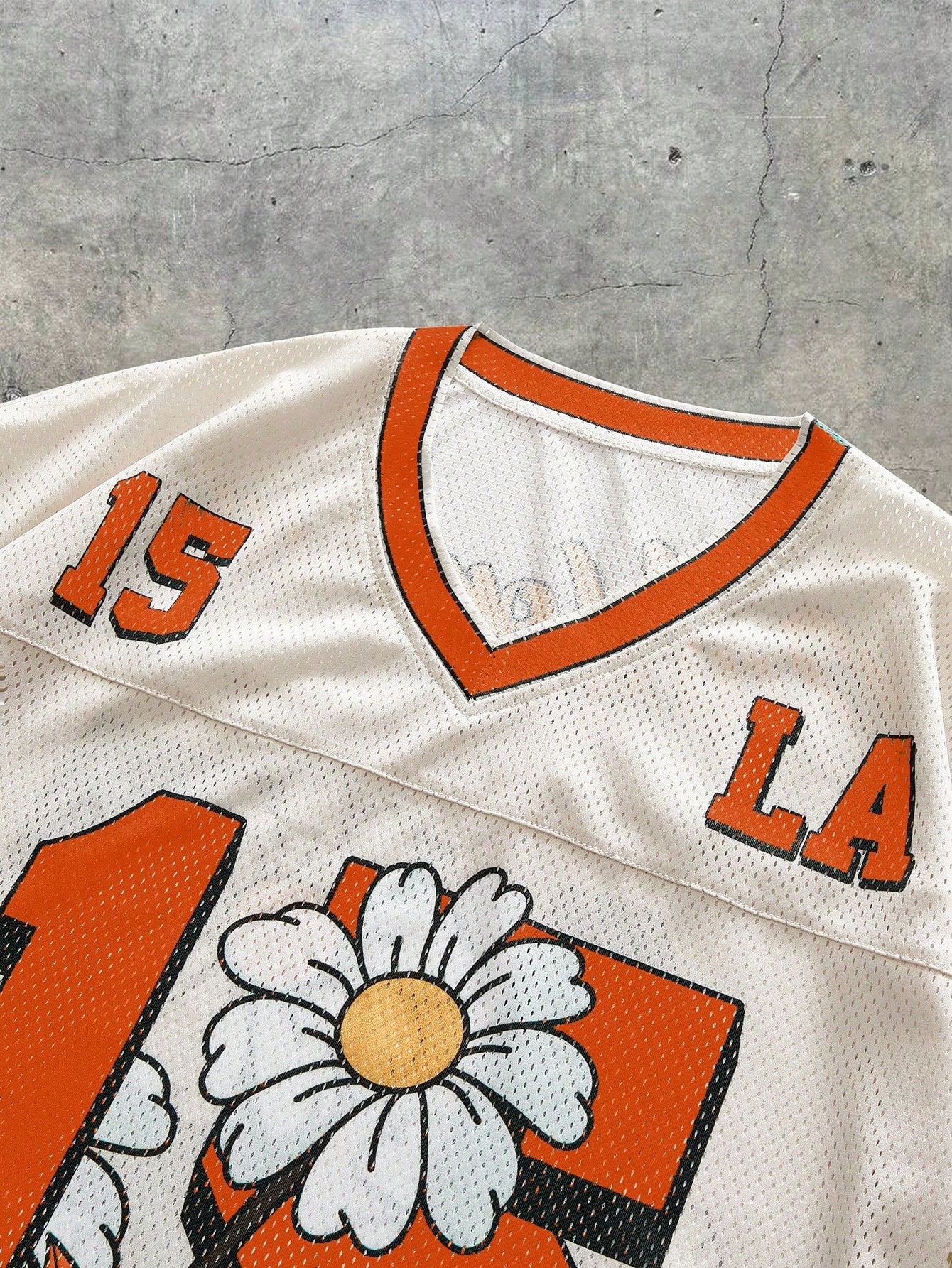 Orange Graphic Print V-Neck Jersey