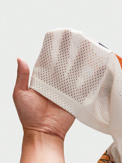 Orange Graphic Print V-Neck Jersey