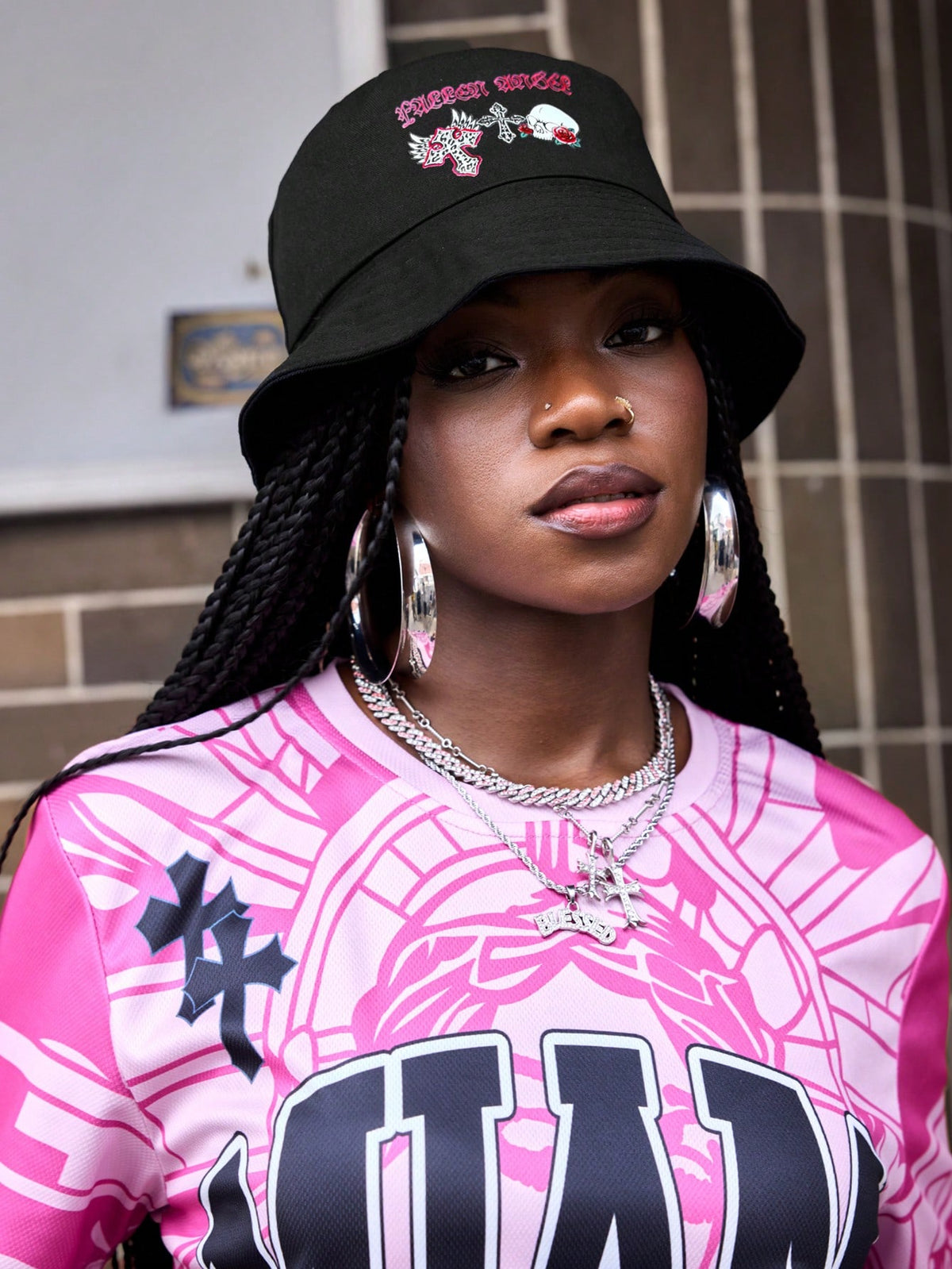 ROMWE Grunge Punk Skull Leopard Bucket Hat