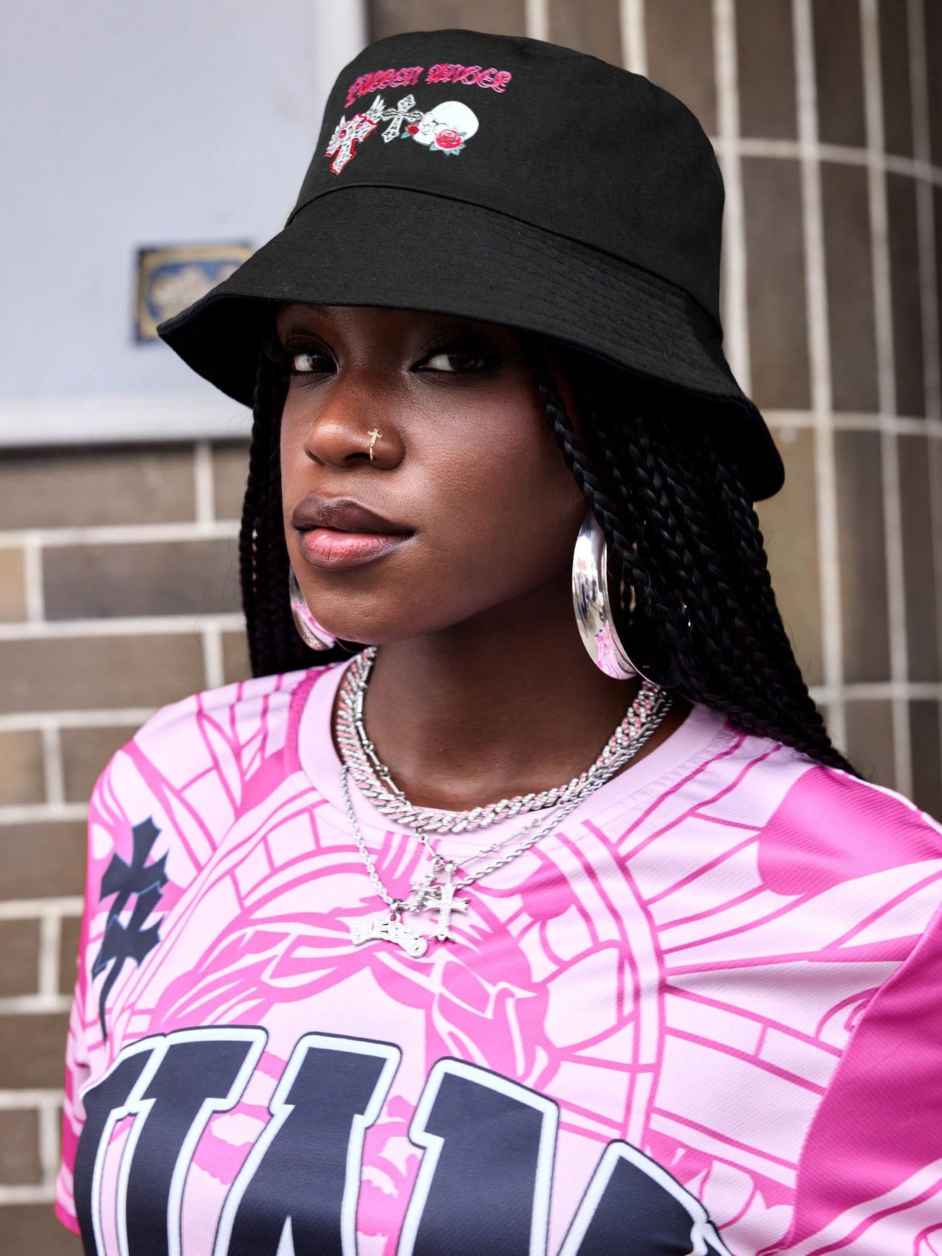 ROMWE Grunge Punk Skull Leopard Bucket Hat
