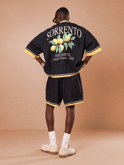 Sorrento Lemon Print Bowling Resort Shirt