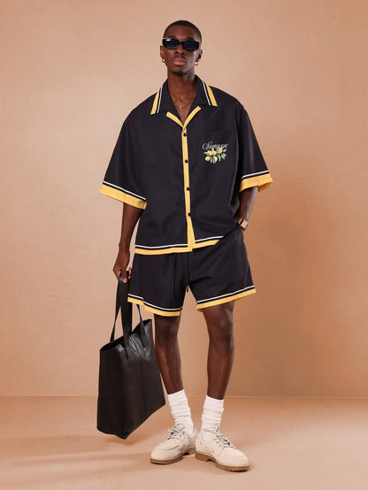 Sorrento Lemon Print Bowling Resort Shirt
