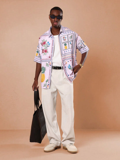 Retro Pineapple Cross-Stitch Resort Shirt