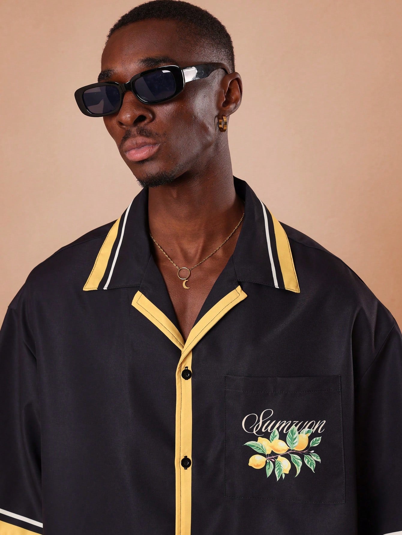 Sorrento Lemon Print Bowling Resort Shirt