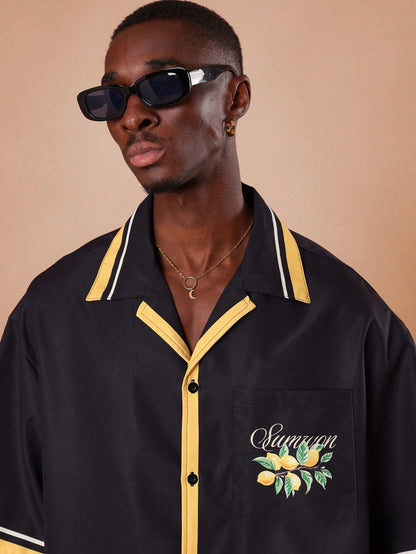 Sorrento Lemon Print Bowling Resort Shirt