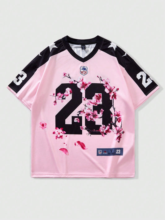 Prep Preppy Slogan Number Graphic Short Sleeve Jersey