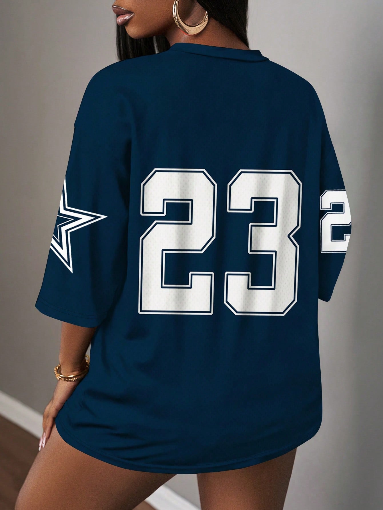 Slaydiva Women's Oversized V-Neck Semi-Sheer Jersey