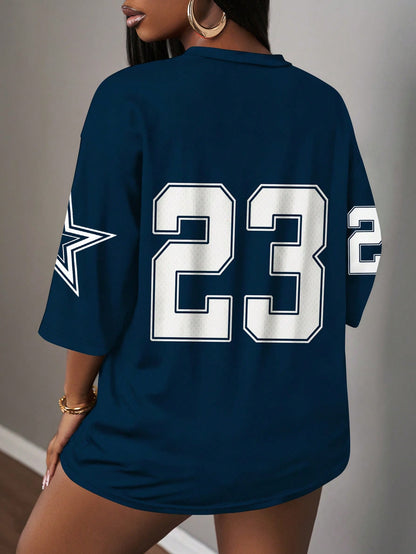 Slaydiva Women's Oversized V-Neck Semi-Sheer Jersey