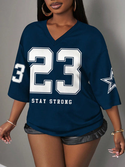 Slaydiva Women's Oversized V-Neck Semi-Sheer Jersey