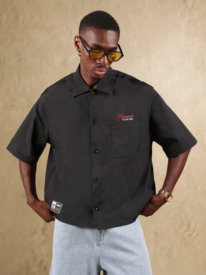 Oversized Dragon Tiger Flame Graphic Shirt