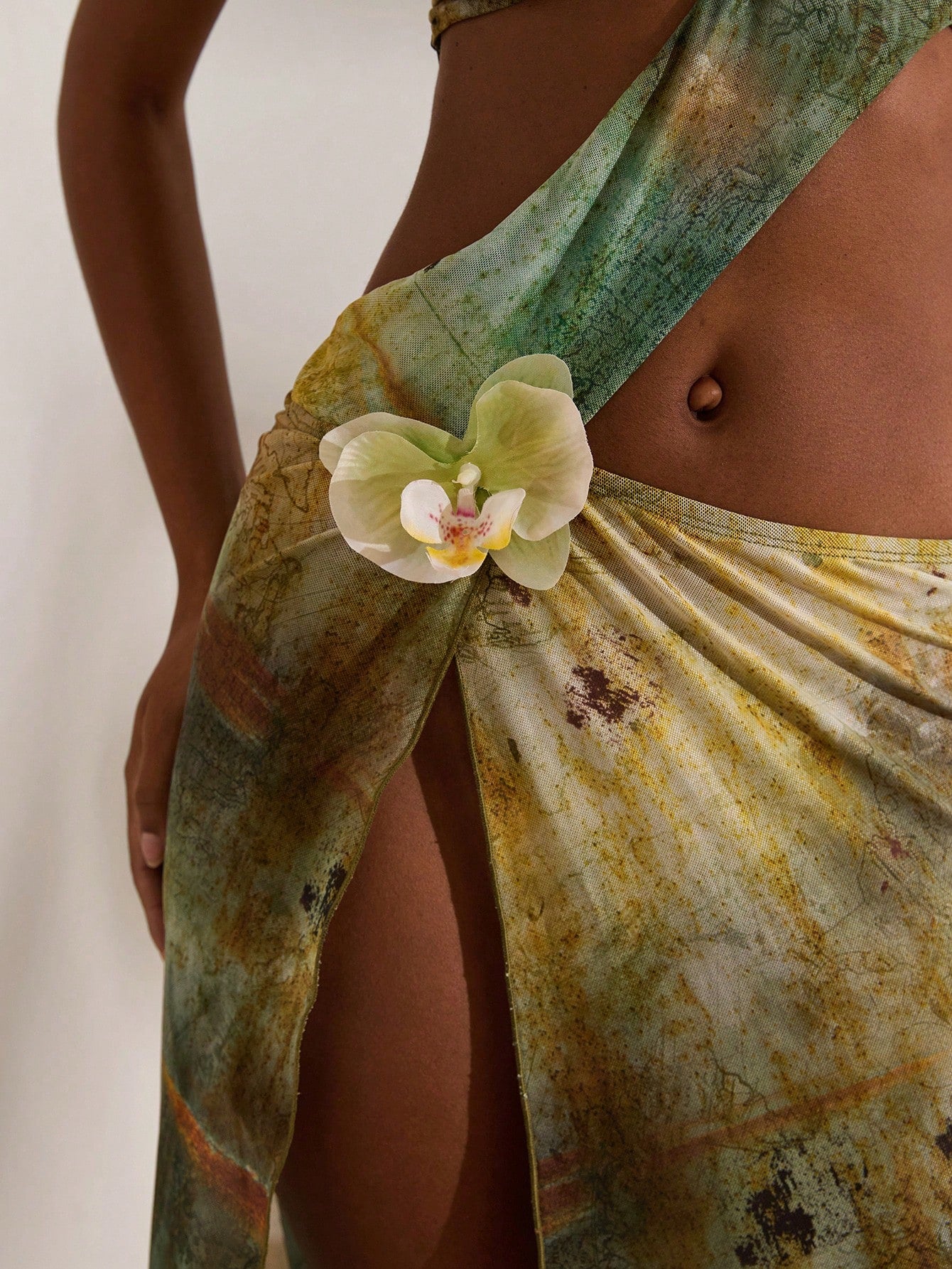 Women's Sexy Green Halter Tie-Dye Maxi Dress