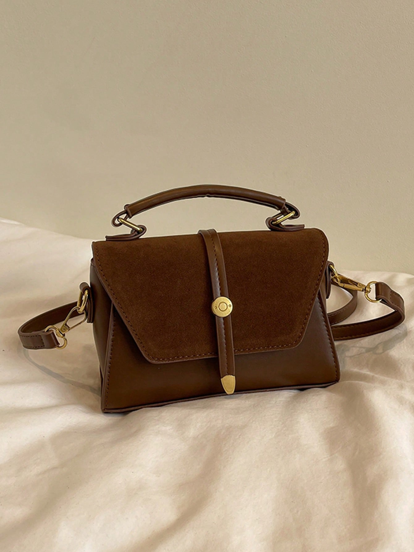 Retro Suede PU Leather Mini Square Shoulder Bag